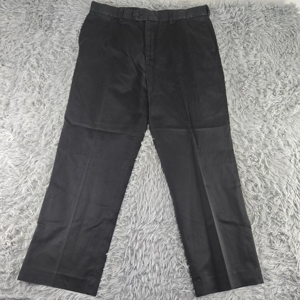 Perry Ellis Portfolio 36x29 Black Khaki Bundle Cotton Flat Front 3pk Trousers - Picture 2 of 16